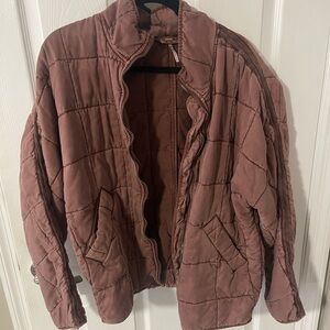Free People Quilted Jacket in Mauve